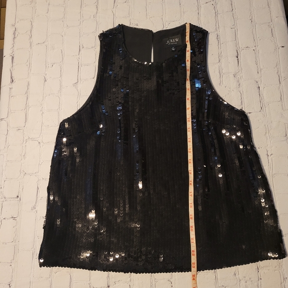J. Crew Women's Black Sleeveless Polyester Glitter Sequin Shell Top Size Medium - Picture 6 of 8